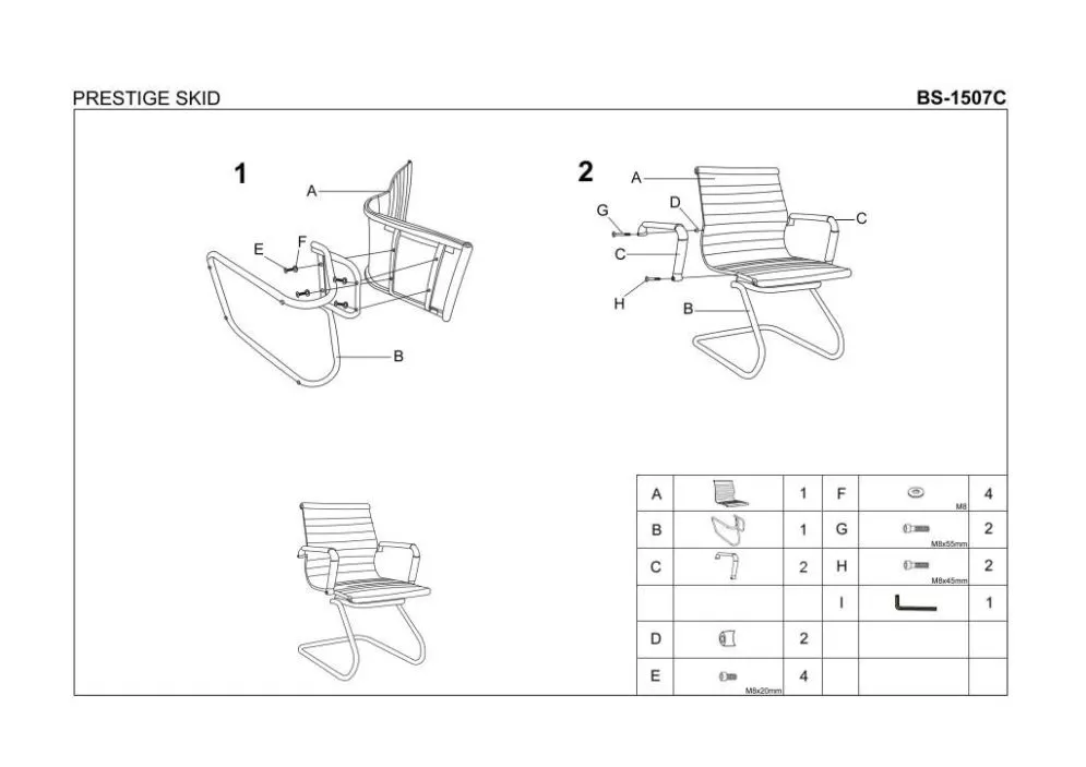 Fotel PRESTIGE SKID czarny z tapicerką z ekoskóry | MIRAT.