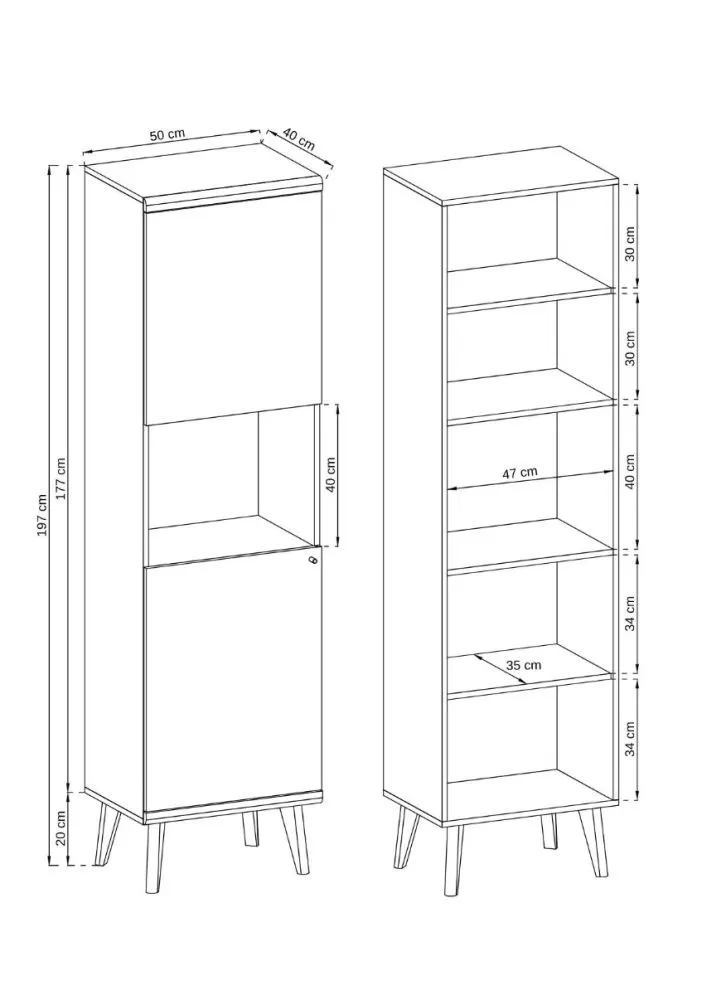 Witryna VIVIERA 50 dąb/biała z przeszkleniem | MIRAT. w stylu SKANDYNAWSKI kolekcja VIVIERA