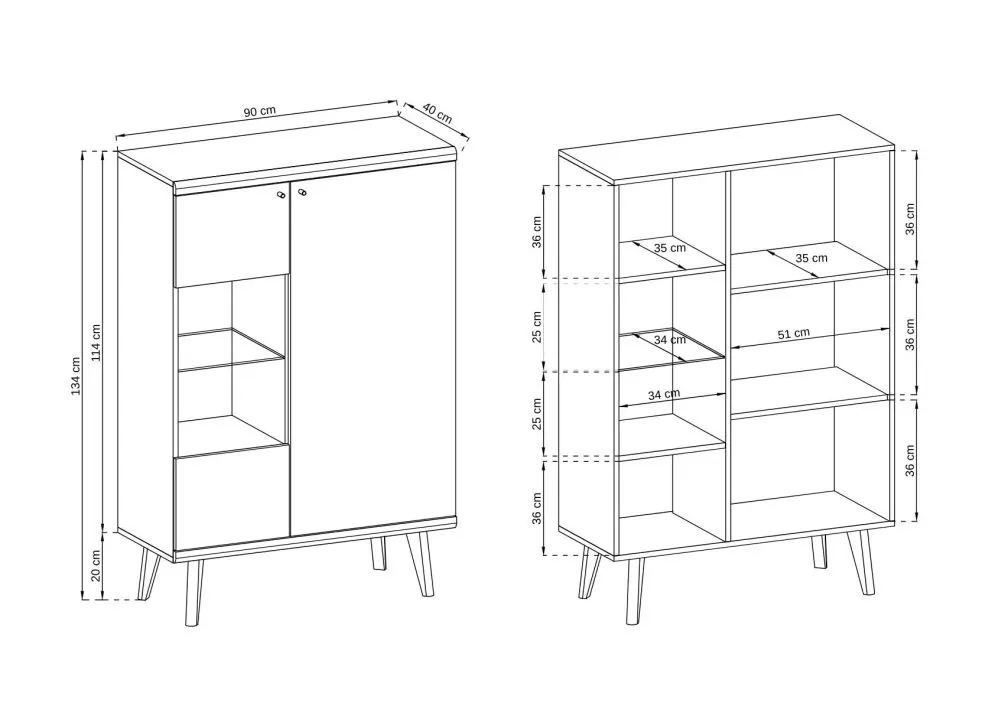 Witryna niska VIVIERA dąb/biała do salonu | MIRAT. w stylu SKANDYNAWSKI kolekcja VIVIERA