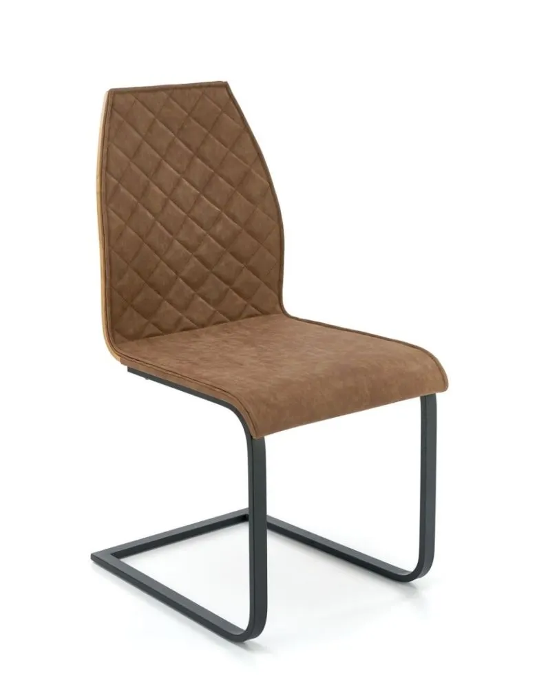 Krzesło tapicerowane K265 brązowe na płozach | MIRAT.