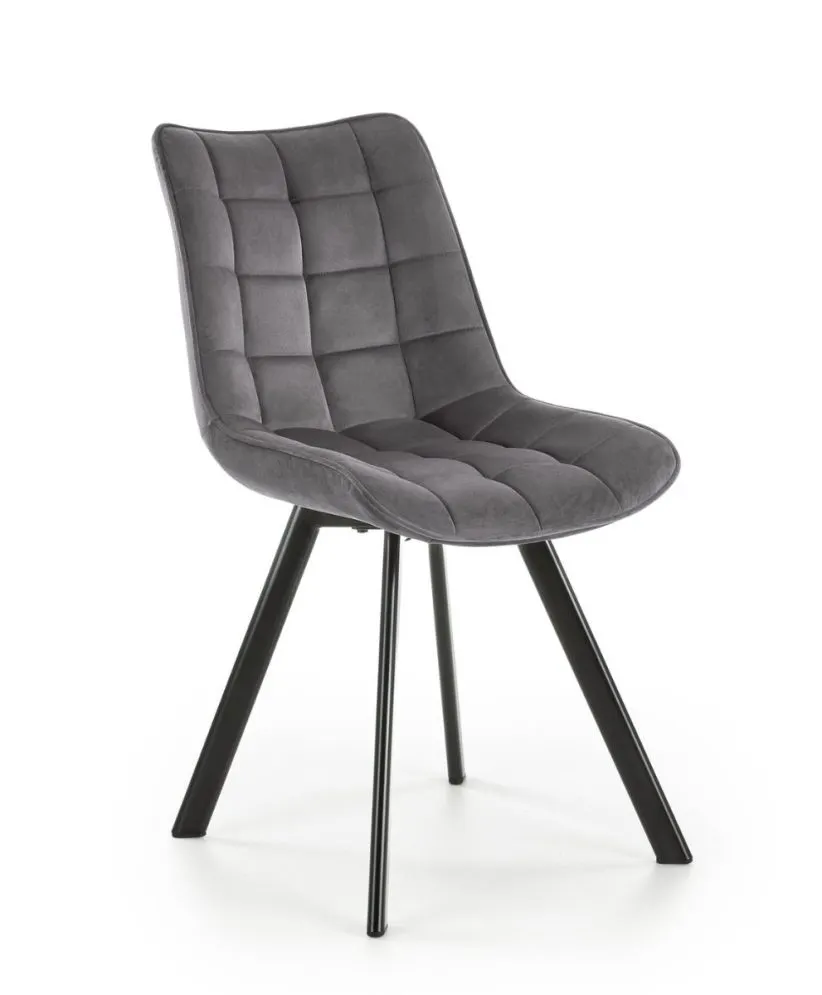 Krzesło tapicerowane K332 VELVET szare pikowane na metalowych nogach | MIRAT.
