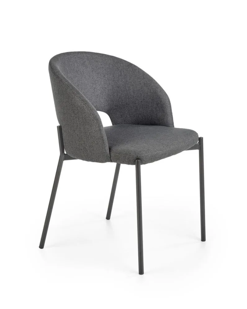 Krzesło tapicerowane K373 szare z łukowym oparciem na czarnych nogach | MIRAT.