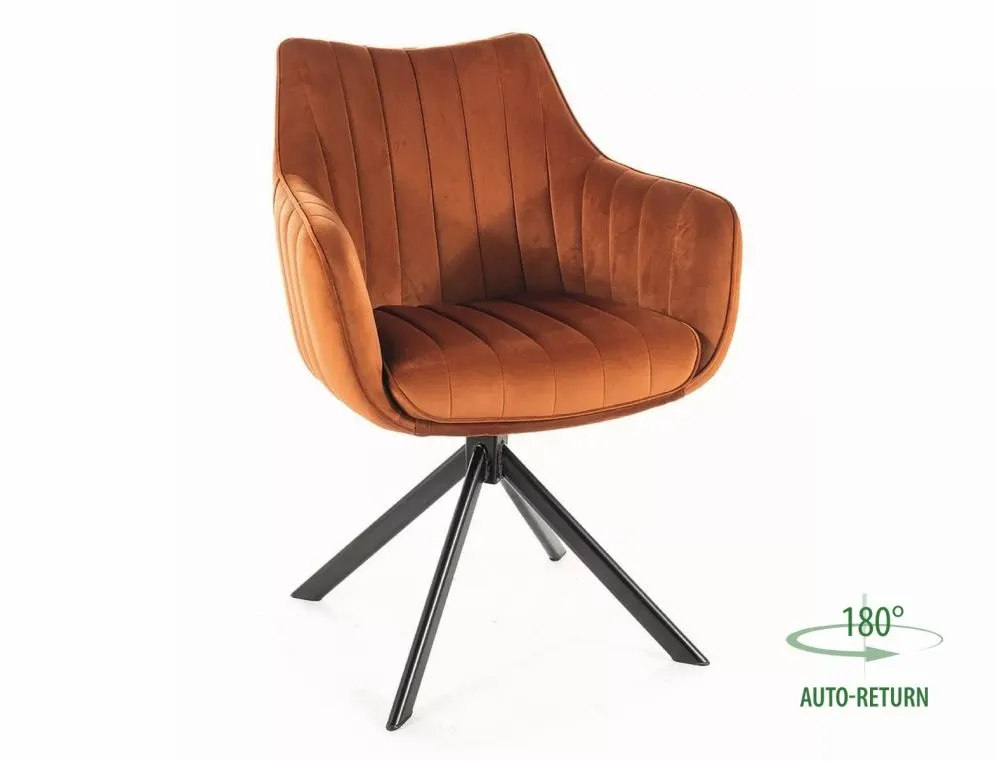 Krzesło tapicerowane AZALIA VELVET cynamonowe obrotowe | MIRAT. styl GLAMOUR, LOFT