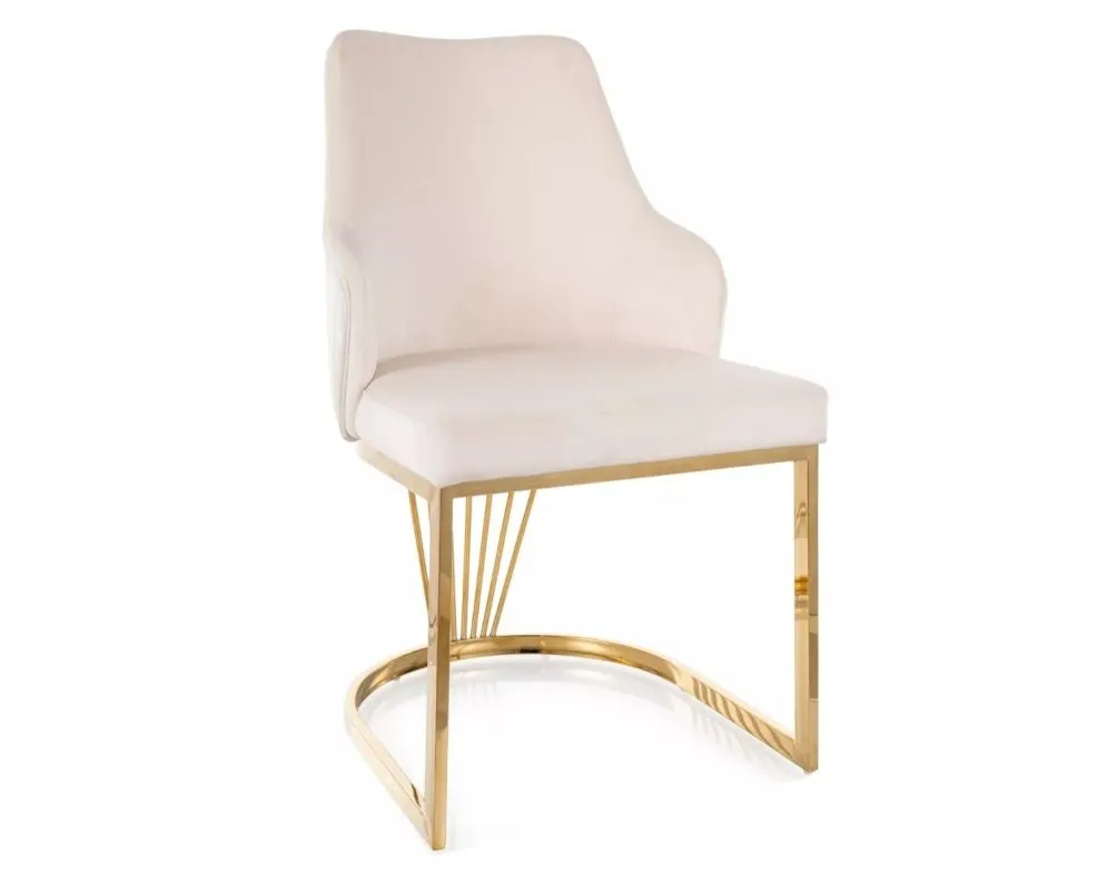 Krzesło tapicerowane ALURE VELVET jasnobeżowe I sklep meblowy MIRAT. styl GLAMOUR