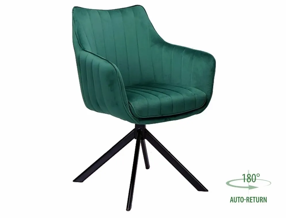 Krzesło AZALIA VELVET zielone aksamitne obrotowe | MIRAT. styl GLAMOUR, LOFT