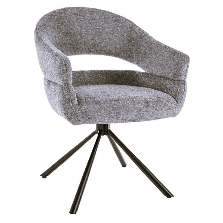 Szare krzesło do salonu BORGO Raven z funkcją obrotu | MIRAT styl LOFT