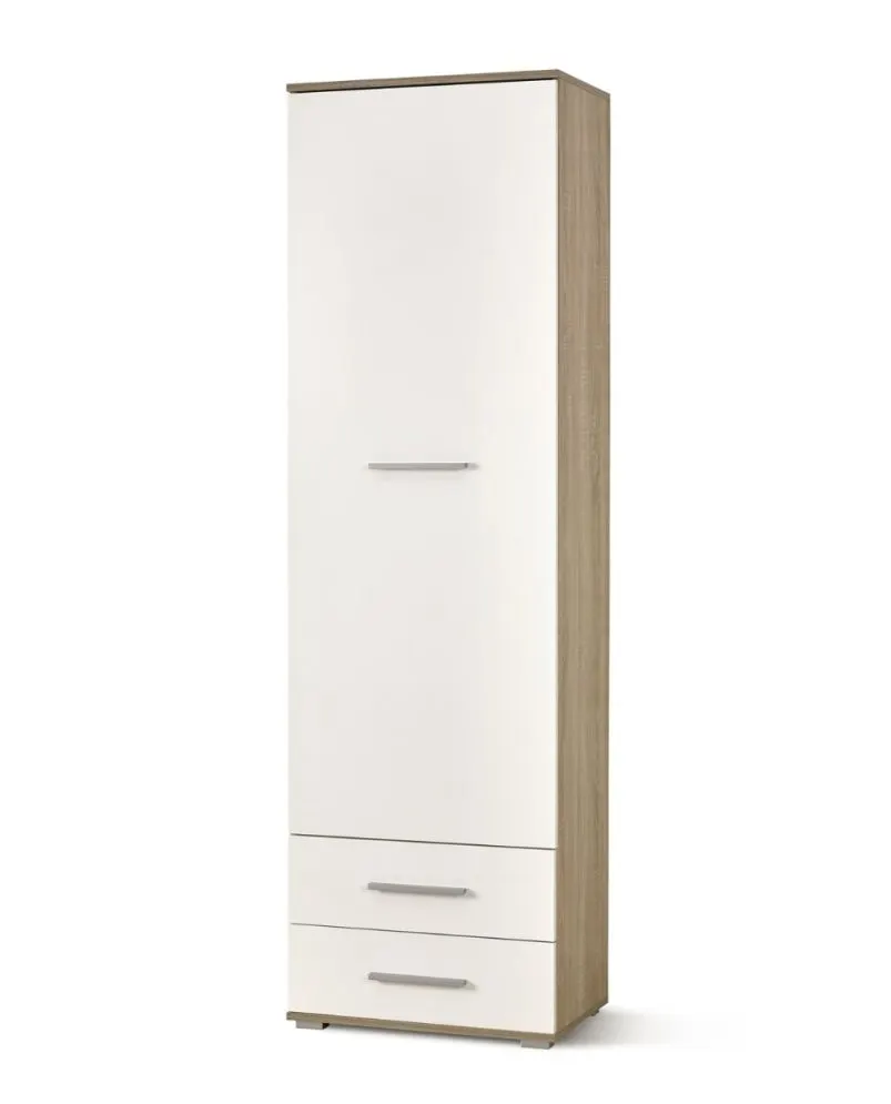 Regał zamykany LIMA REG-1 biały/dąb sonoma z szufladami I sklep meblowy MIRAT. styl SKANDYNAWSKI kolekcja LIMA