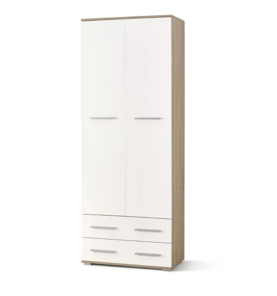 Regał zamykany LIMA REG-2 biały połysk/dąb sonoma z szufladami  I sklep meblowy MIRAT. styl SKANDYNAWSKI kolekcja LIMA