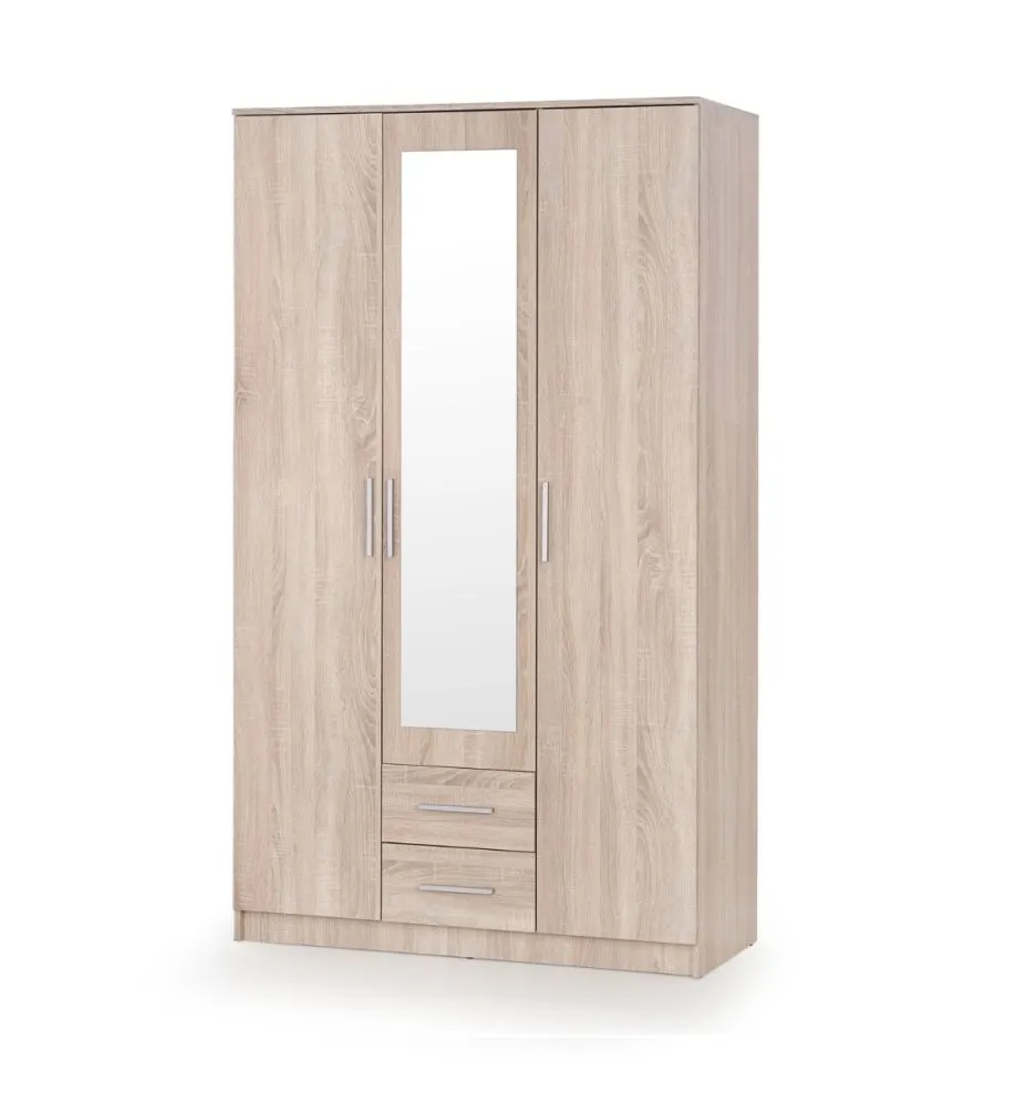 Szafa trzydrzwiowa LIMA S-3 120cm dąb sonoma z lustrem szeroka I sklep meblowy MIRAT. styl SKANDYNAWSKI kolekcja LIMA