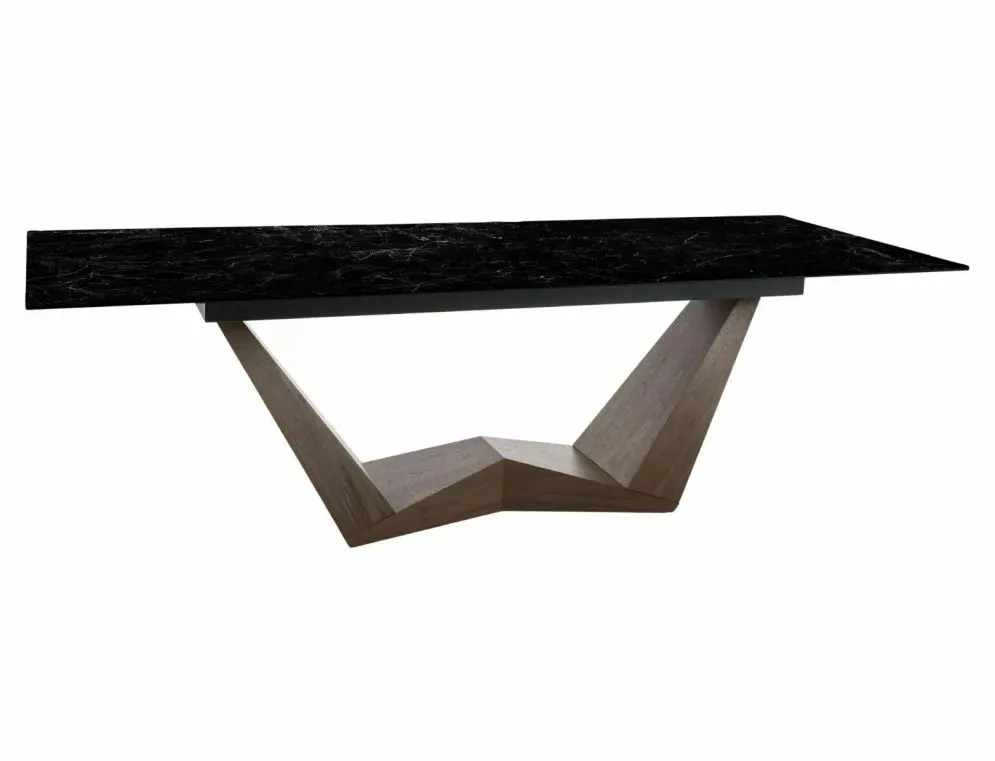 Stół BONUCCI CERAMIC 200(250)x98 czarny marmur/orzech elegancki I sklep meblowy MIRAT.