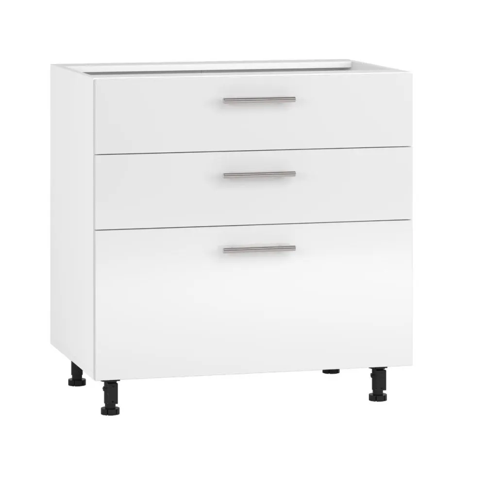 Szafka kuchenna stojąca 80 VENTO D3S-80/82 biała połysk trzyszufadowa I sklep meblowy MIRAT.  kolekcja VENTO