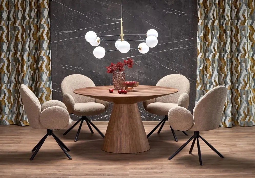 Krzesło tapicerowane K498 beżowe obrotowe I sklep meblowy MIRAT.