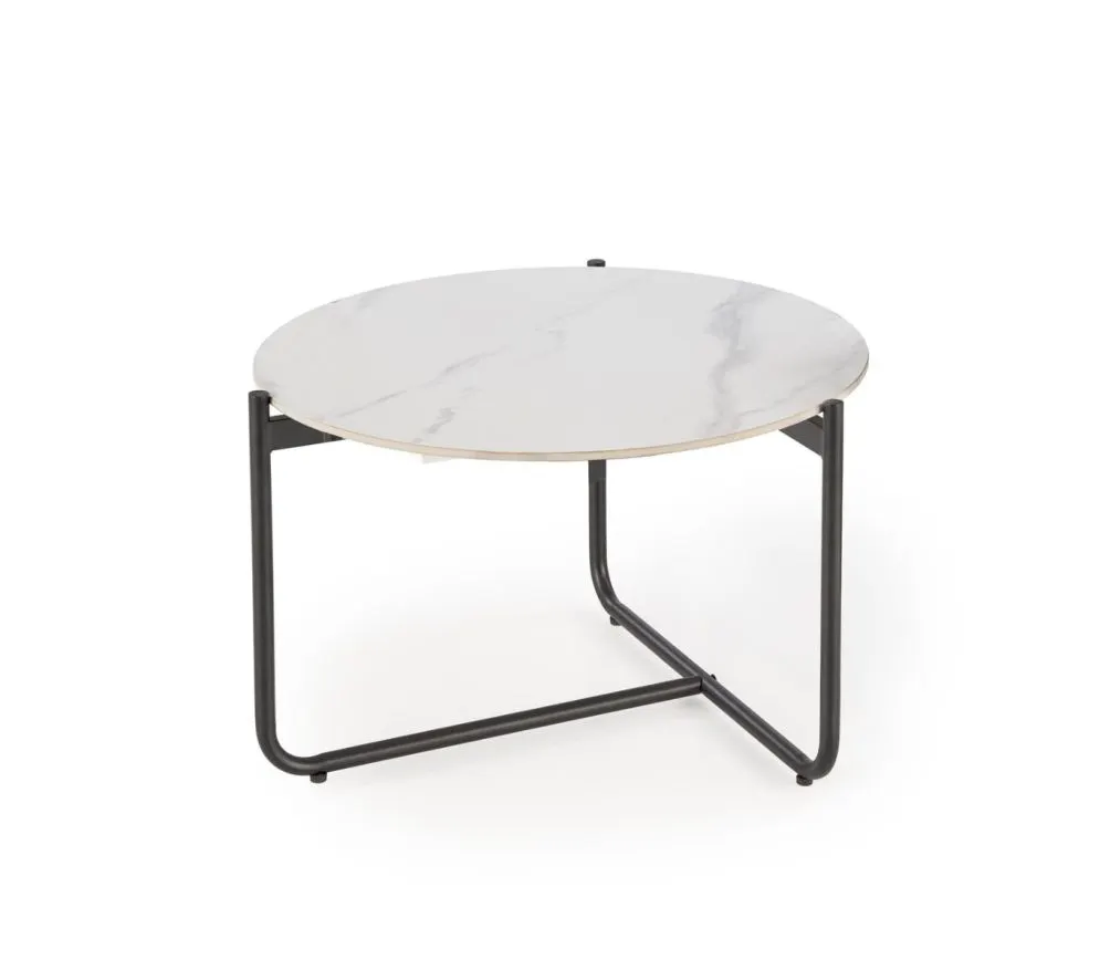 Stolik kawowy ACUNA 60x60 biały marmur/czarny na metalowej podstawie I sklep meblowy MIRAT. styl GLAMOUR