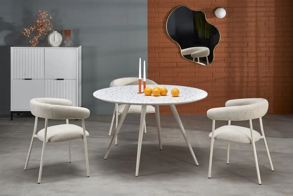 Stół okrągły ARAMIS 120x120 biały lastryko I sklep meblowy MIRAT.