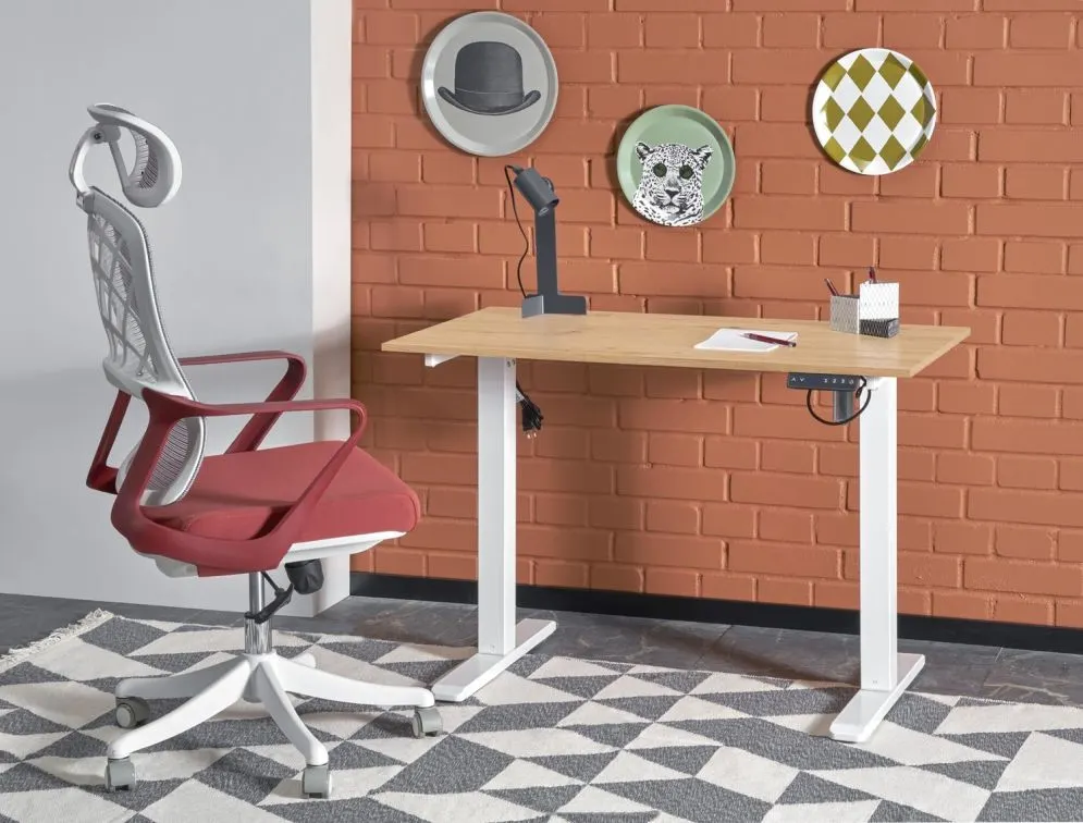 Biurko B53 białe/dąb złoty z regulacją wysokości młodzieżowe I sklep meblowy MIRAT.