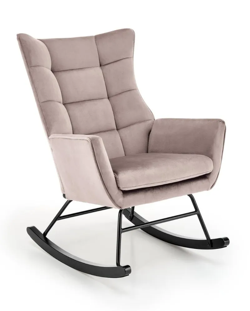 Fotel bujany BAZALTO VELVET beżowy welurowy I sklep meblowy MIRAT.
