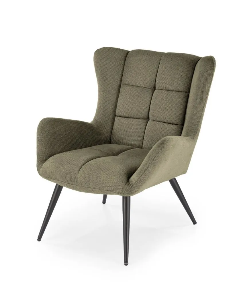 Fotel tapicerowany BYRON oliwkowy loftowy I sklep meblowy MIRAT.