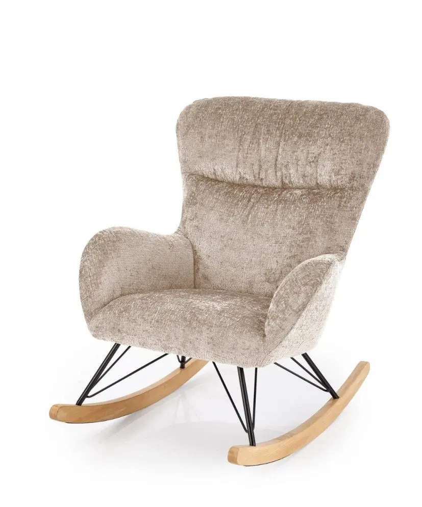 Fotel bujany CASTRO beżowy na drewnianych płozach I sklep meblowy MIRAT.