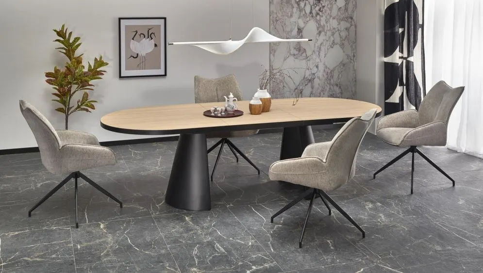 Krzesło tapicerowane K553 beżowe obracane na metalowych nogach I sklep meblowy MIRAT. styl LOFT