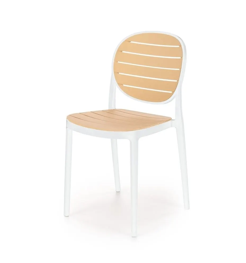 Krzesło K529 białe/beżowe z tworzywa sztucznego I sklep meblowy MIRAT. styl SKANDYNAWSKI