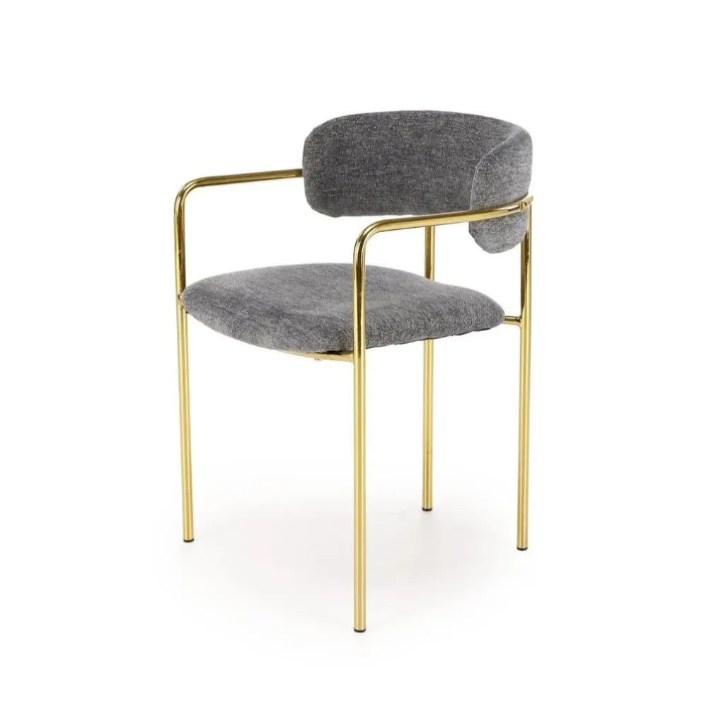 Krzesło tapicerowane K537 szare/złote z podłokietnikami I sklep meblowy MIRAT. styl GLAMOUR