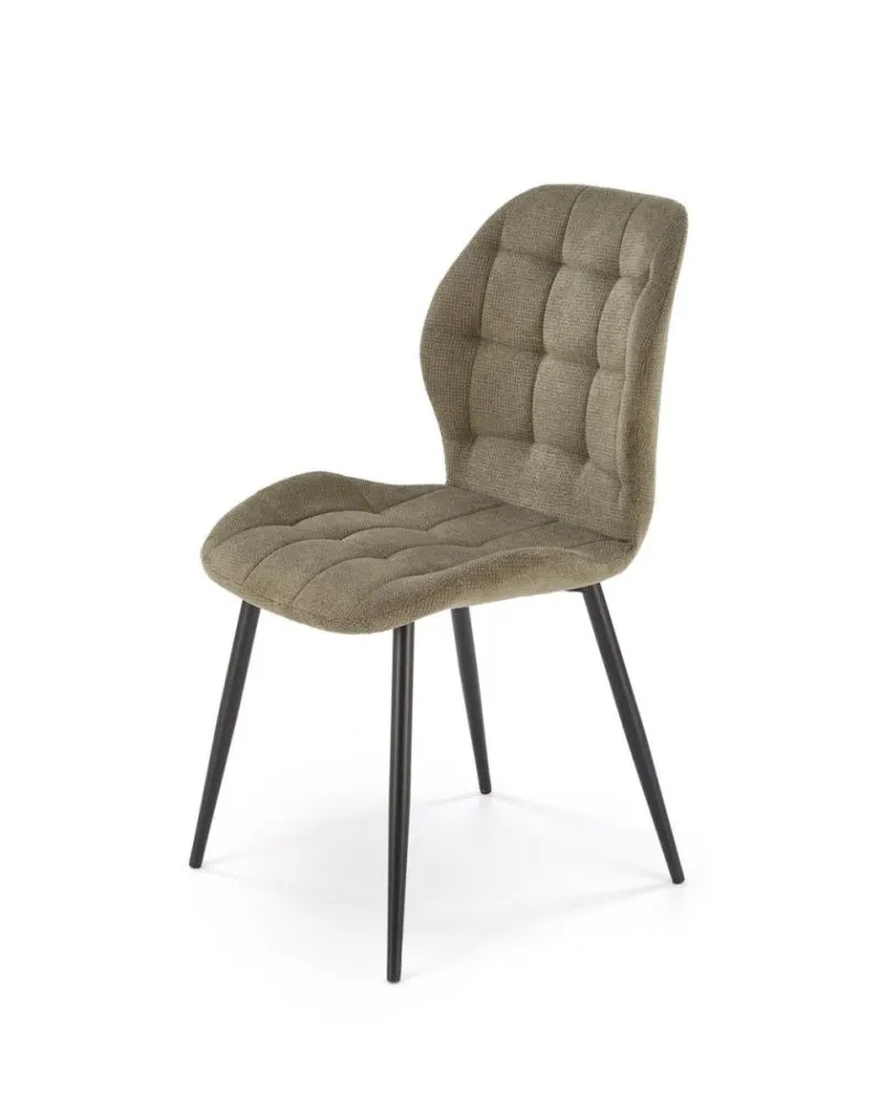 Krzesło tapicerowane K548 oliwkowe na metalowych nogach I sklep meblowy MIRAT. styl LOFT