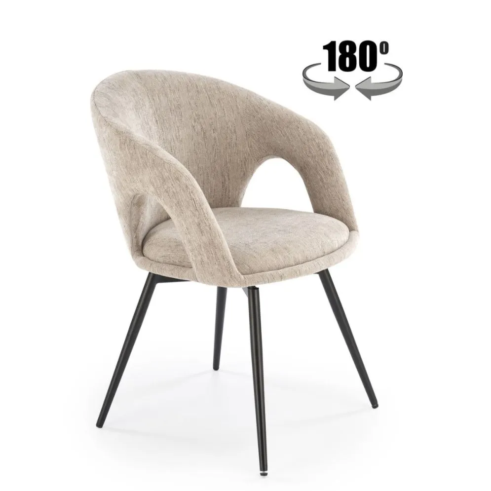 Krzesło tapicerowane K550 beżowe/czarne obracane do salonu I sklep meblowy MIRAT.