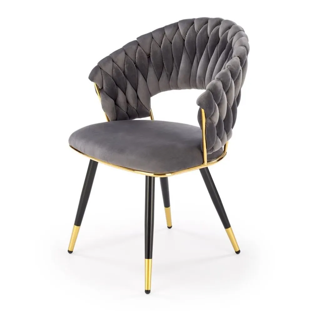 Krzesło tapicerowane K551 szare/złote w stylu glamour I sklep meblowy MIRAT. styl GLAMOUR