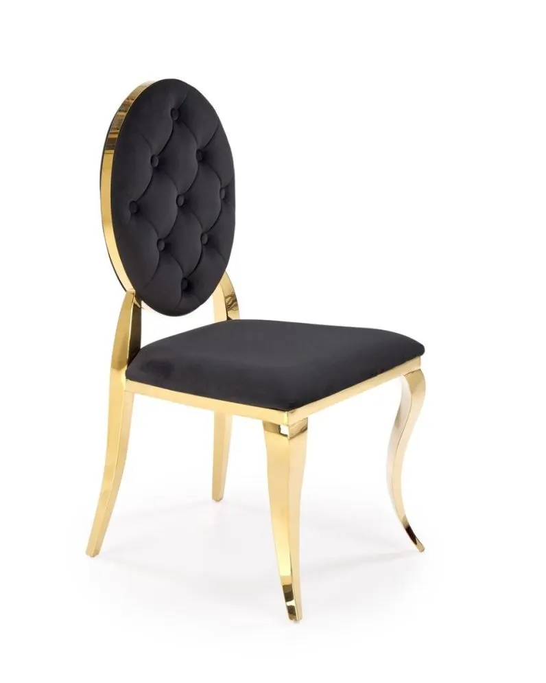 Krzesło tapicerowane K556 VELVET czarne/złote w stylu ludwikowskim I sklep meblowy MIRAT. styl GLAMOUR