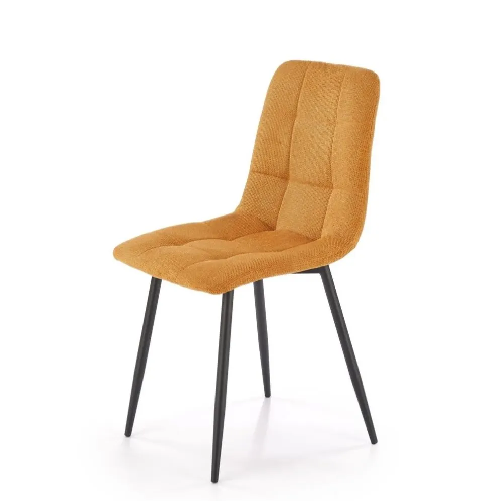 Krzesło tapicerowane K560 musztardowe na metalowych nogach I sklep meblowy MIRAT. styl LOFT
