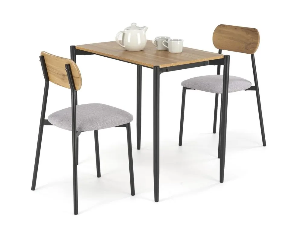 Zestaw NANDO stół + 2 krzesła dąb naturalny/czarny na metalowych nogach I sklep meblowy MIRAT.