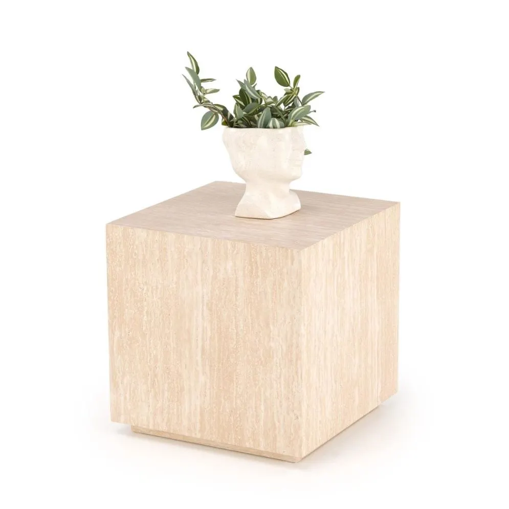 Stolik kawowy TRAVERTINO_S kwadratowy 45x45 trawertyn kostka I sklep meblowy MIRAT.