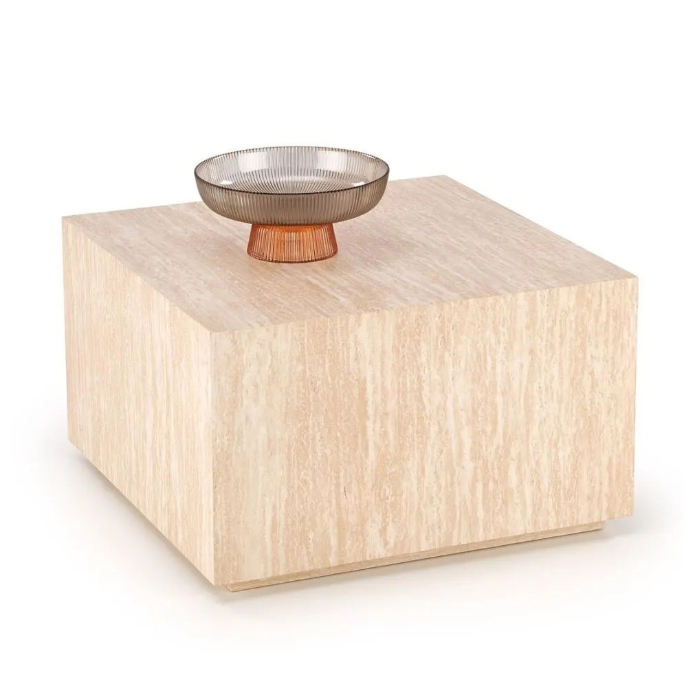 Stolik kawowy TRAVERTINO kwadratowy 60x60 trawertyn minimalistyczny I sklep meblowy MIRAT.