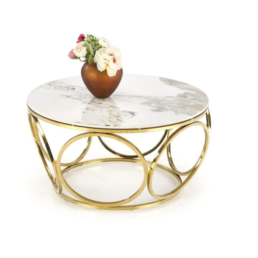 Ława VENUS 2 biały marmur/złota z blatem ze spieku I sklep meblowy MIRAT. styl GLAMOUR