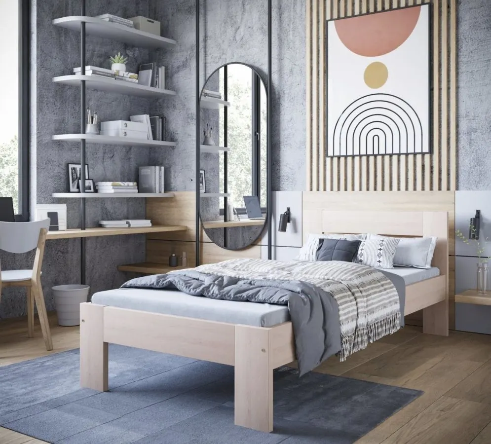 Łóżko pojedyncze MATILDA 90x200 naturalne do sypialni I sklep meblowy MIRAT. styl SKANDYNAWSKI