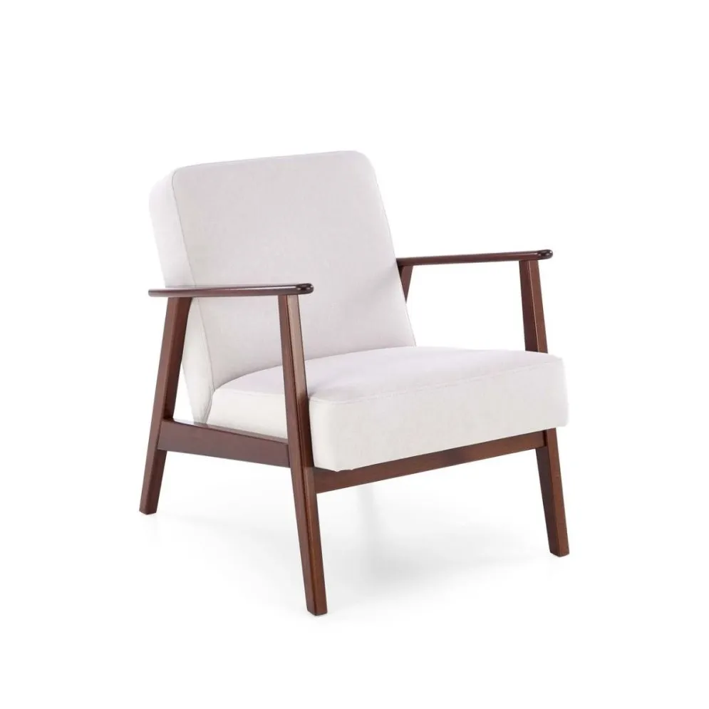 Fotel MILANO 1S jasny beżowy/orzech jednoosobowy I sklep meblowy MIRAT. styl SKANDYNAWSKI