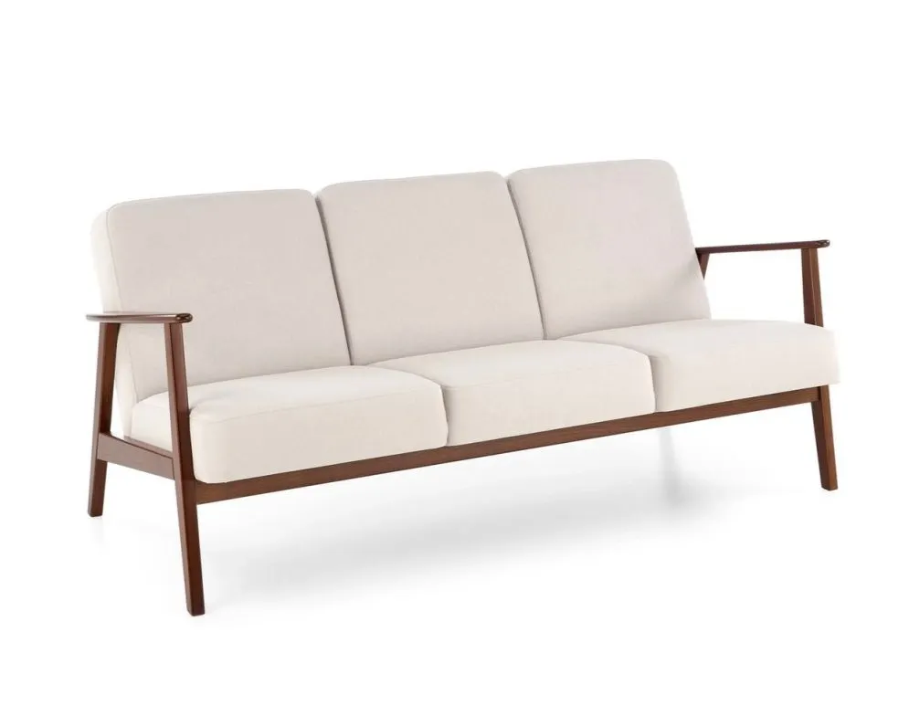 Sofa MILANO 3S jasna beżowa/orzech trzyosobowa do salonu I sklep meblowy MIRAT. styl SKANDYNAWSKI, VINTAGE