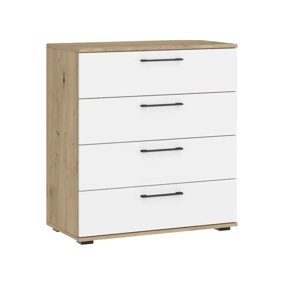 Komoda FLEX KM-1 77cm dąb artisan/biała z szufladami I sklep meblowy MIRAT. styl SKANDYNAWSKI kolekcja FLEX HALMAR