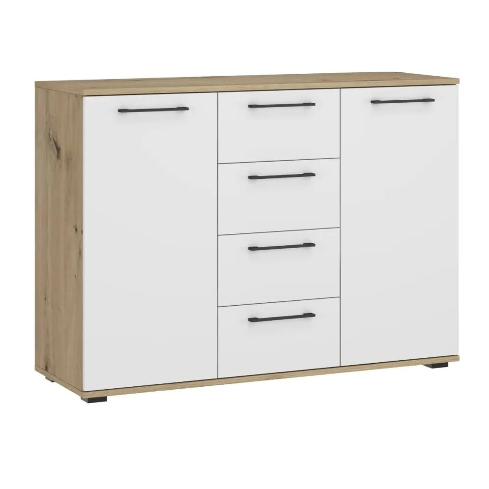 Komoda FLEX KM-2 116cm dąb artisan/biała do sypialni I sklep meblowy MIRAT. styl SKANDYNAWSKI kolekcja FLEX HALMAR