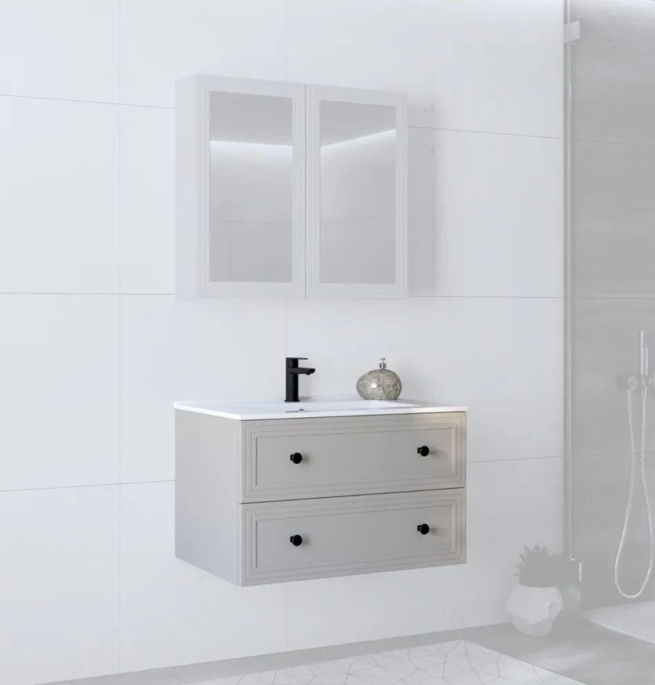 Szafka pod umywalkę wpuszczaną TORETO 2S 80cm kaszmirowy mat I sklep meblowy MIRAT. styl SKANDYNAWSKI kolekcja TORETO