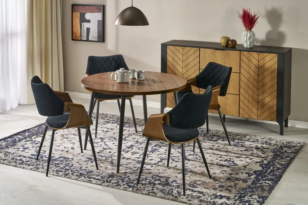 Stół okrągły BARRY 105x105 orzechowy/czarny mały I sklep meblowy MIRAT.