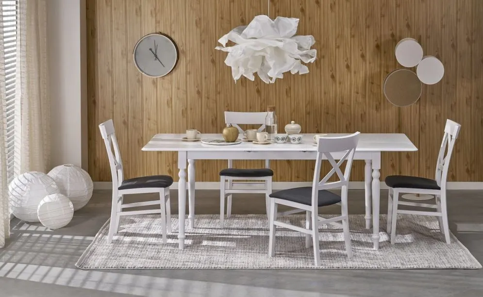 Stół rozkładany NELSON 160(200)x90 biały do kuchni I sklep meblowy MIRAT. styl SKANDYNAWSKI