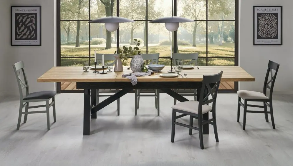 Stół rozkładany FIESTA 200(280)x100 dąb naturalny/czarny duży I sklep meblowy MIRAT. styl LOFT, SKANDYNAWSKI