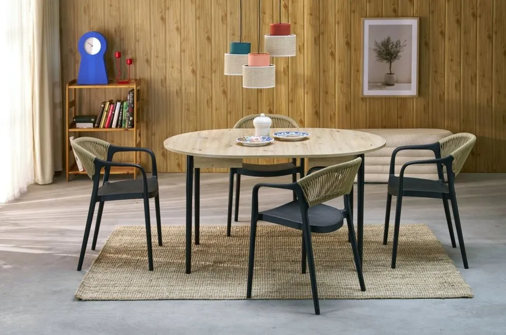 Krzesło K582 czarne/brązowe z tworzywa PVC do ogrodu I sklep meblowy MIRAT.