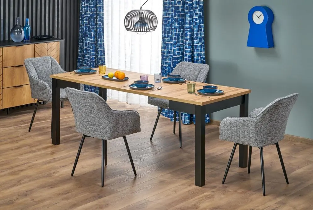 Stół rozkładany QUBIK 80(200)x80 dąb artisan/czarny matowy I sklep meblowy MIRAT. styl LOFT