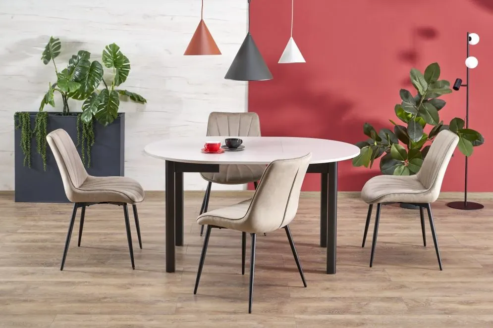 Stół rozkładany RINGO 102(142)x102 kaszmirowy/czarny okrągły I sklep meblowy MIRAT.