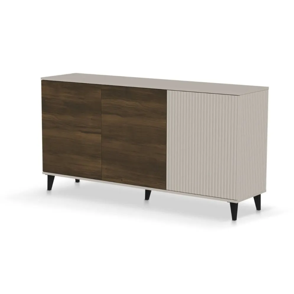 Komoda RANDOM 2 KM-1 160cm orzech/kaszmirowa ryflowana I sklep meblowy MIRAT. styl RYFLOWANY kolekcja RANDOM