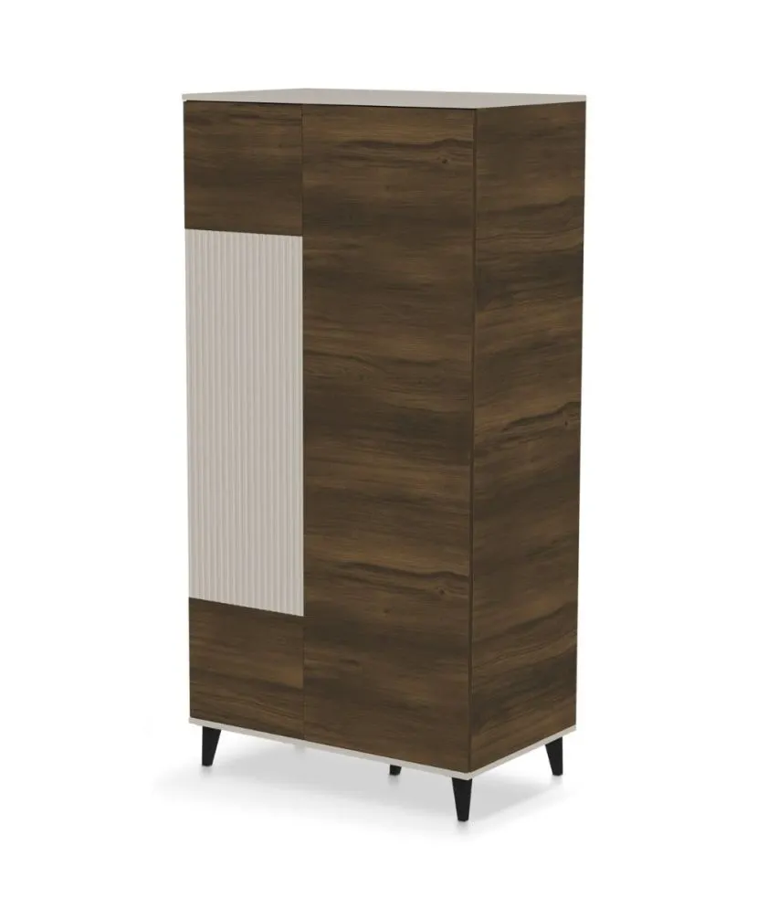 Szafa dwudrzwiowa RANDOM 2 S-1 90cm orzech/kaszmirowa do salonu I sklep meblowy MIRAT. styl RYFLOWANY kolekcja RANDOM