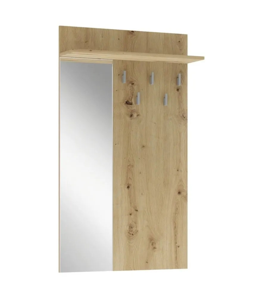 Wieszak ścienny LIMA PR-1 70cm dąb artisan z lustrem i półką I sklep meblowy MIRAT.  kolekcja LIMA