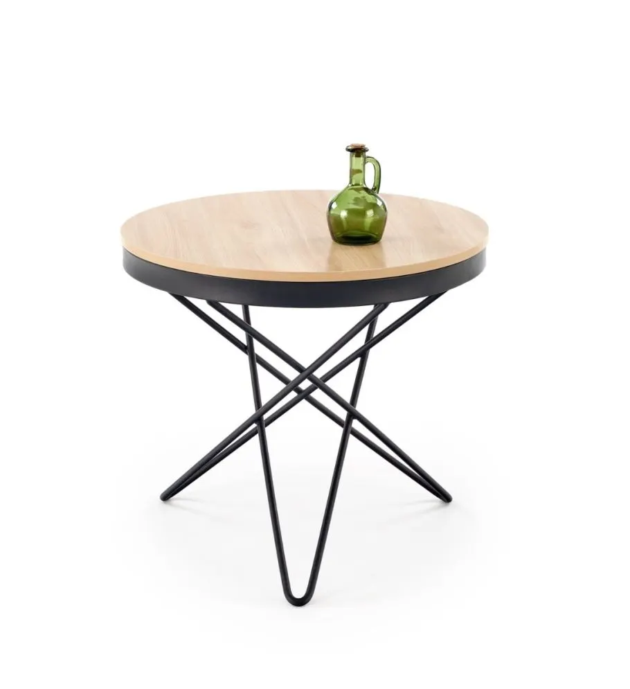 Stolik kawowy LEILA 60x60 dąb naturalny/czarny do salonu I sklep meblowy MIRAT. styl LOFT